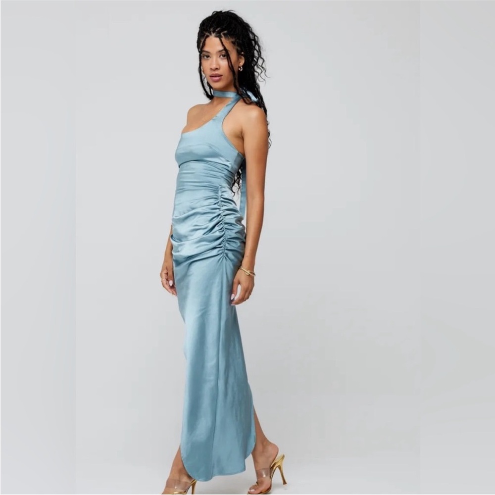 RESA Nicole Midi Dress in Blue/Grey size small